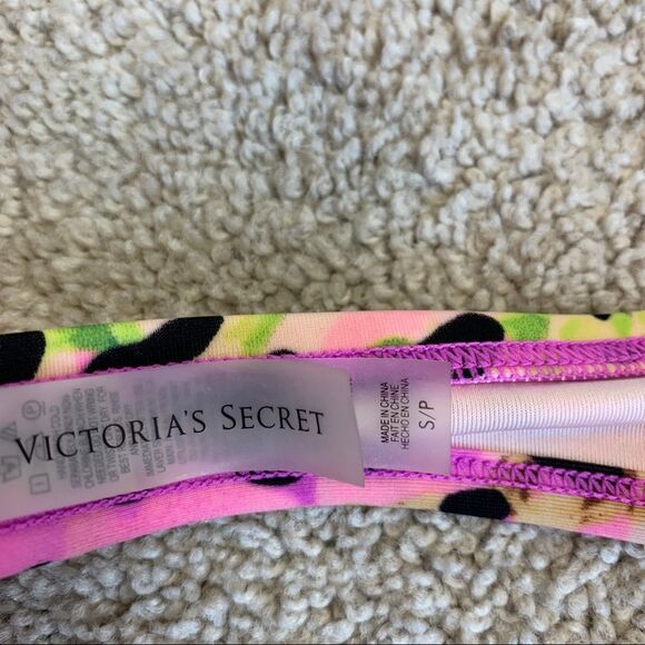 Victorias secret pink animal leopard cheetah print bikini top Sz S - Picture 8 of 12